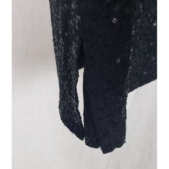 Eileen Fisher Blouse Top 2X Black 100% Silk Sequin Asymmetric Hem Party Holiday - Picture 5 of 7